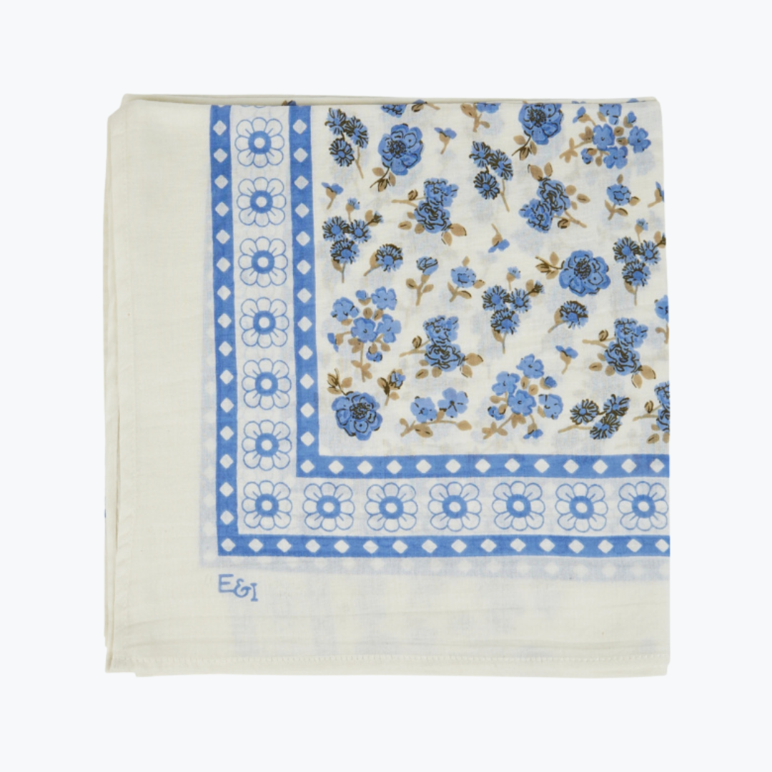 Foulard champêtre bleu - Emile et Ida