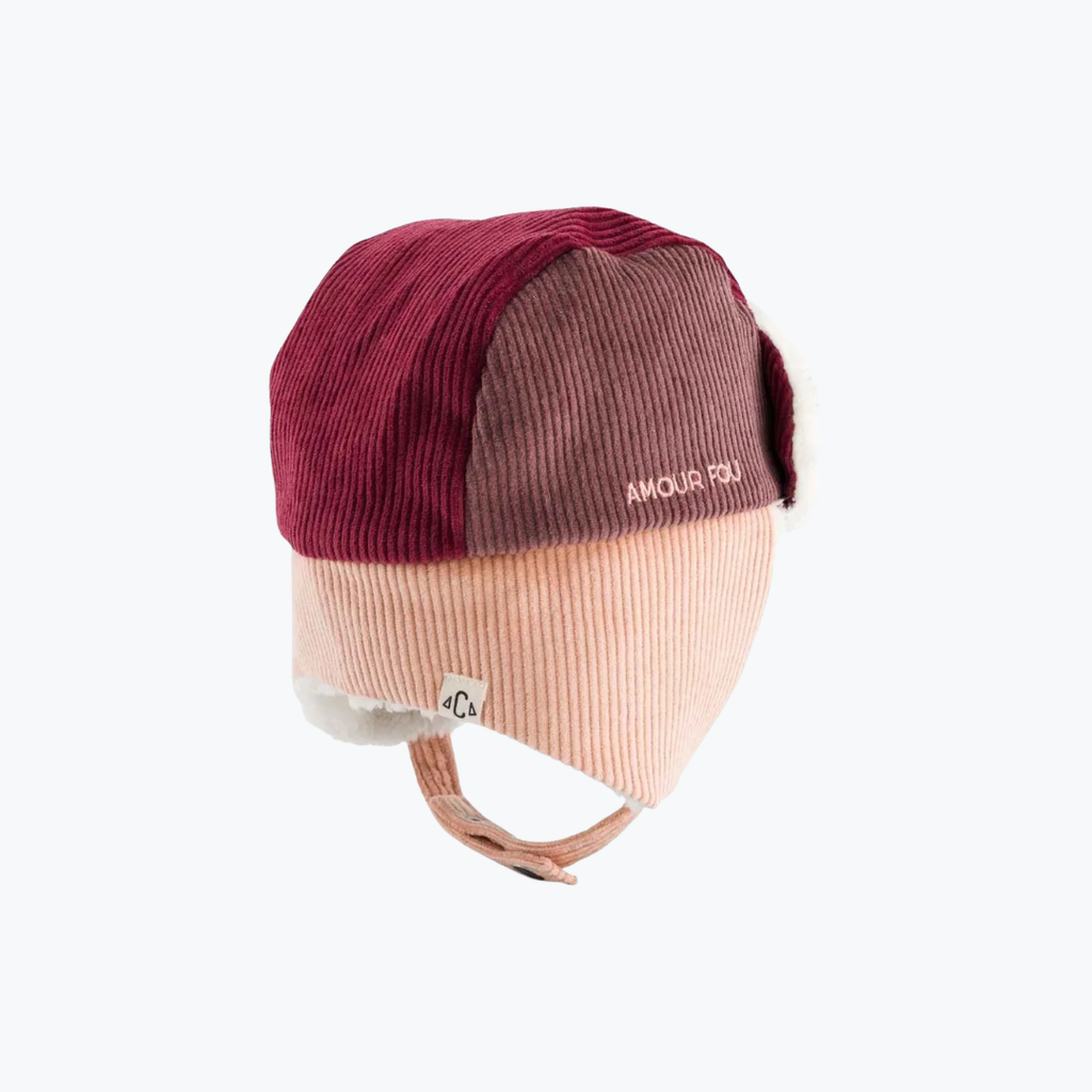 Chapka Tricolore Velours Amour Fou - Bordeaux - Chamaye