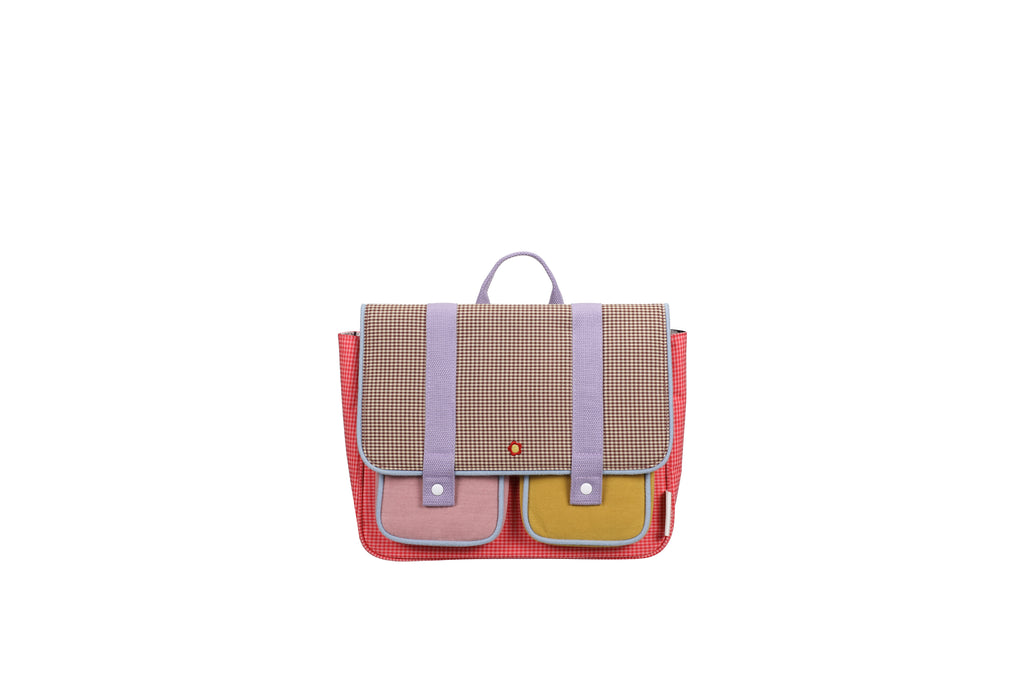 Cartable Gingham flower et rose - Sticky Lemon