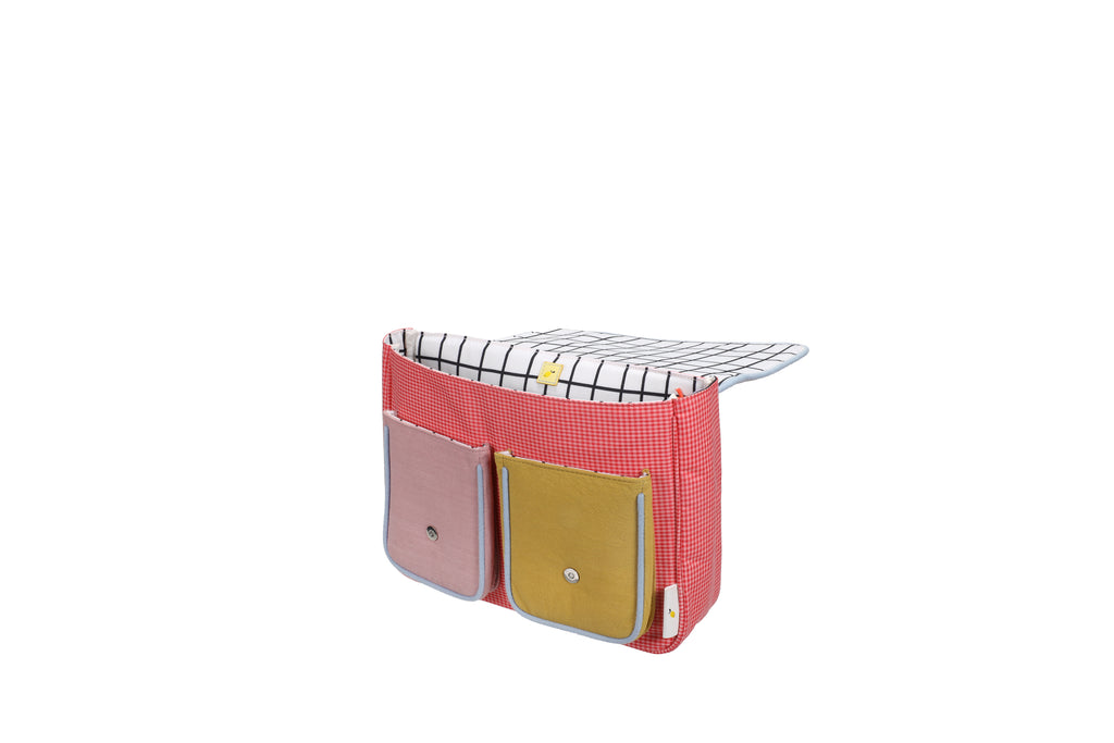 Cartable Gingham flower et rose - Sticky Lemon