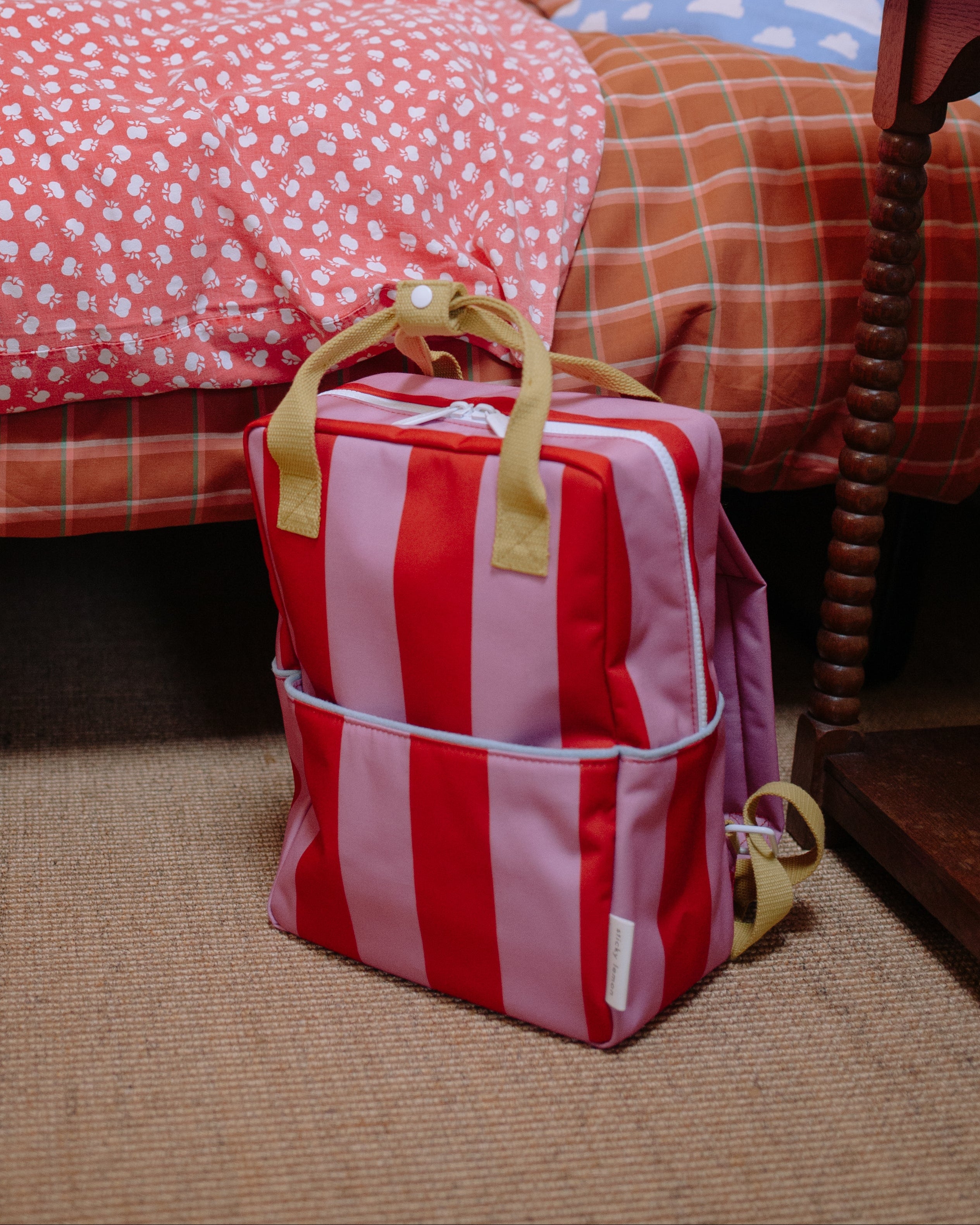Sac à dos moyen rayures Red apple et Rosebay pink - Sticky Lemon