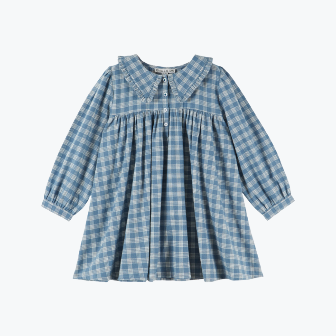 Robe ample col volant Carreaux celestine - Emile et Ida