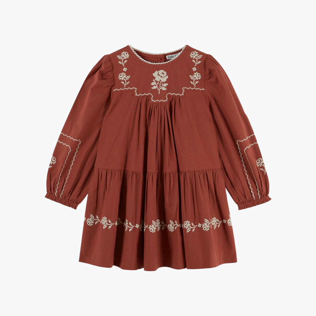Robe brodée Acajou - Emile et Ida