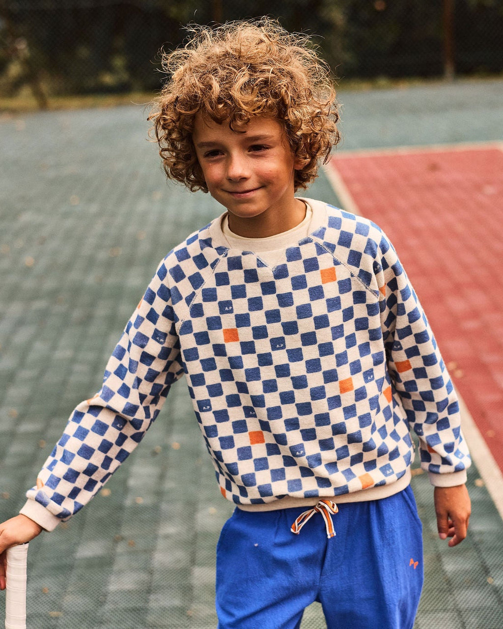 Sweat éponge damier cobalt - Arsène et les Pipelettes