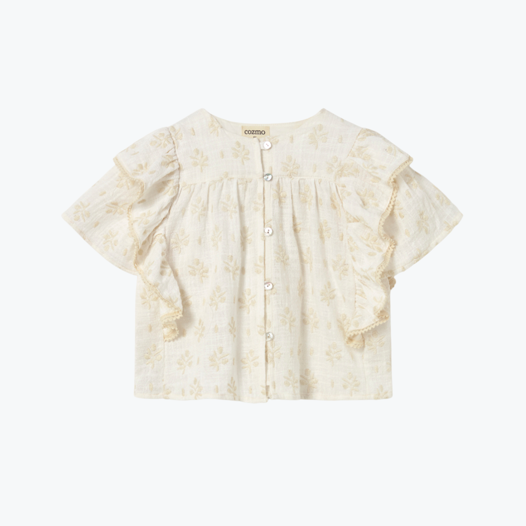 Blouse à volant ivoire - Cozmo