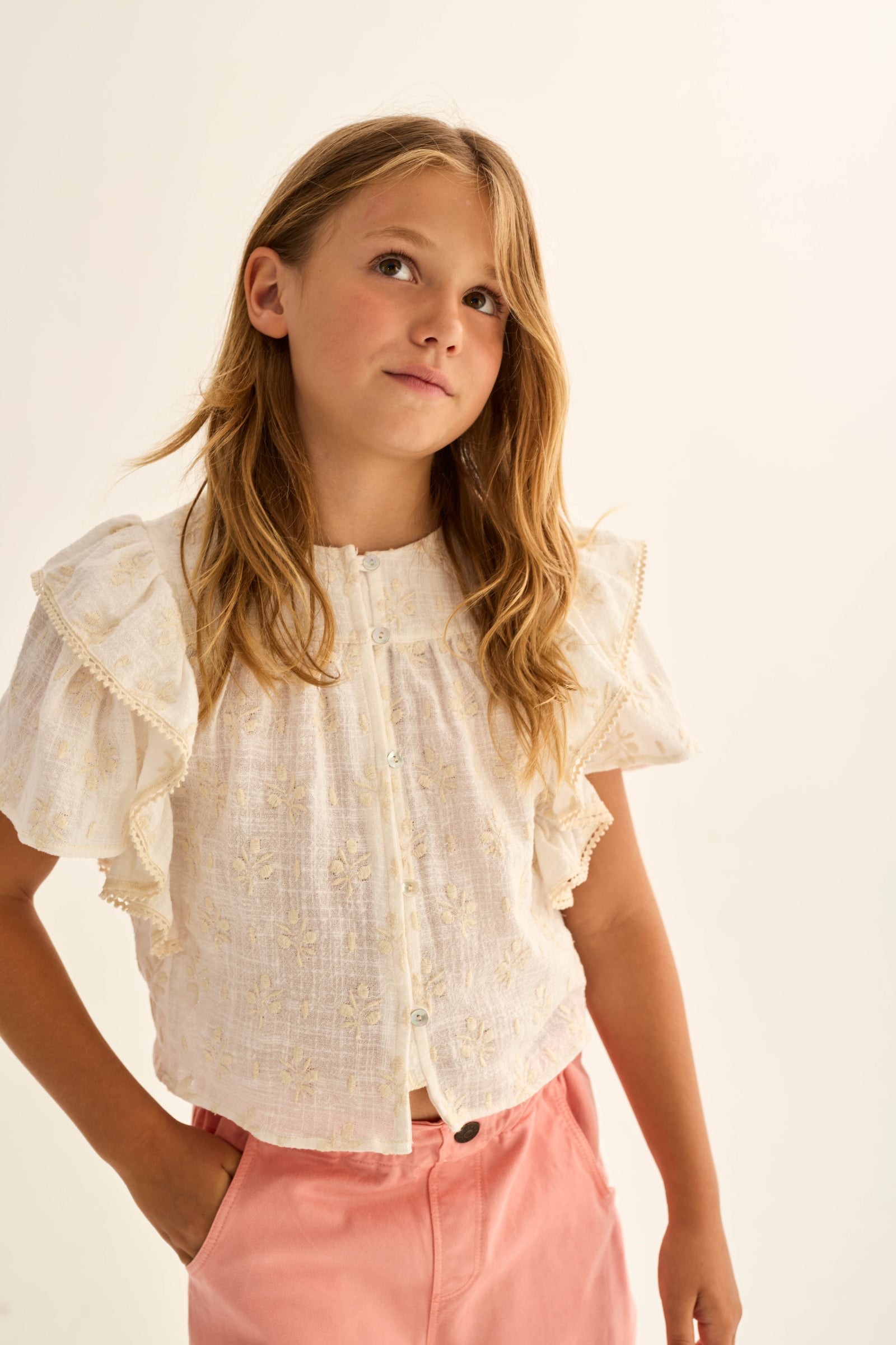 Blouse à volant ivoire - Cozmo