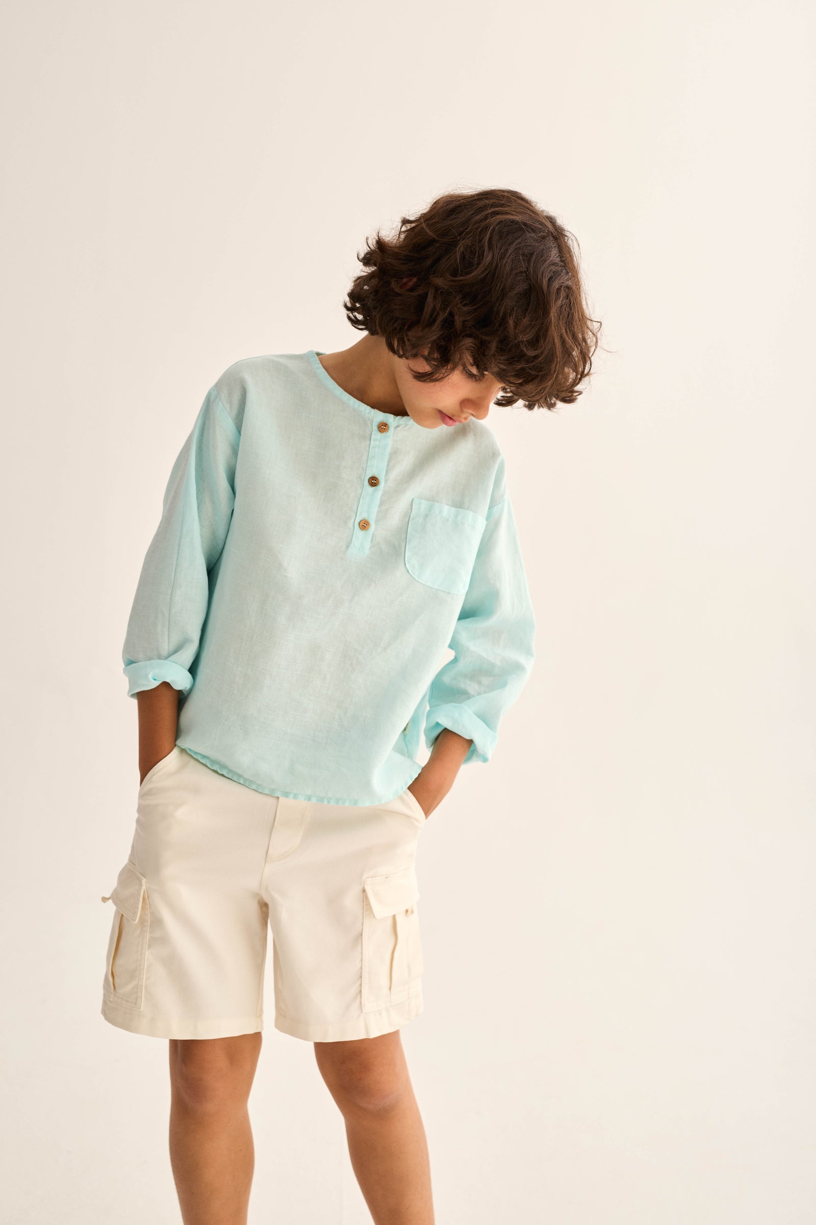 Chemise en lin aqua - Cozmo